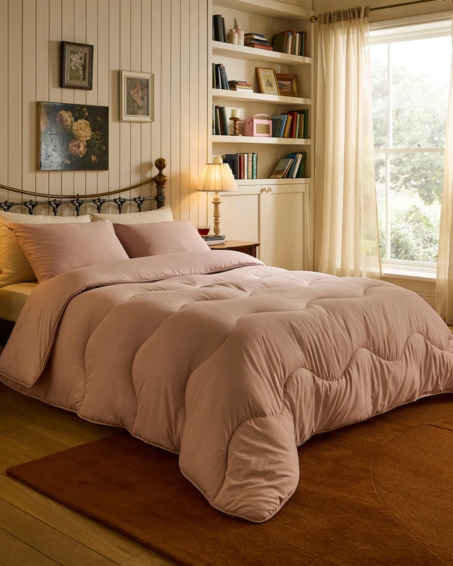 Night Lark Coverless Duvet and Pillowcase Set, Plain Dye Collection – Coverless Duvet Super King Size 4.5 Tog Washable with Advanced Smartfil® Fibre, Hypoallergenic – Dusky Rose, Super King Bed Size - Image 1