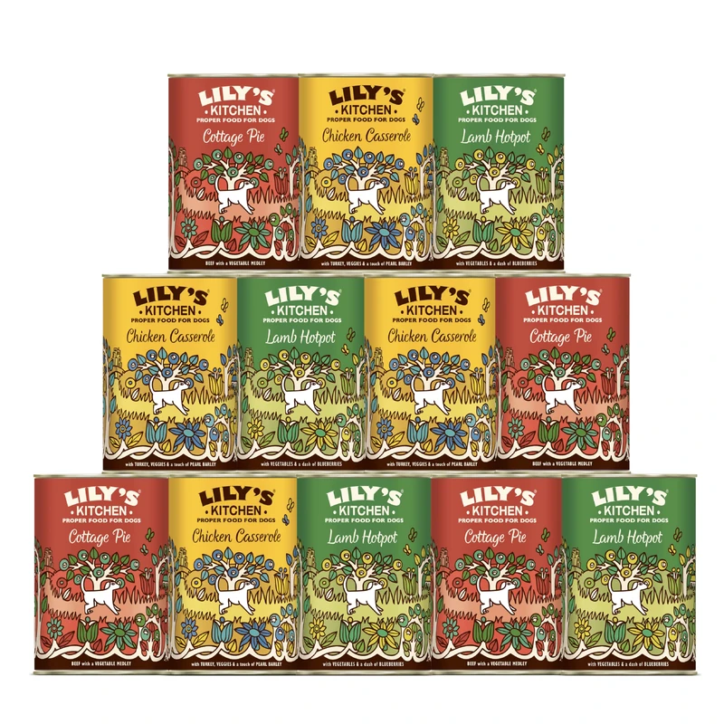 Lily’s Kitchen Classic Dinners, Adult Dog Wet Food Multipack 12xTin (400g), Complete Nutrition, With Natural Ingredients, With Freshly Prepared Chicken, Beef, Lamb