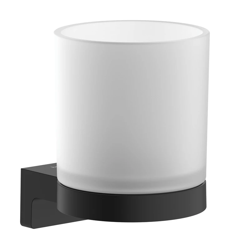 hansgrohe AddStoris S - toothbrush holder, toothbrush tumbler for wall mounting, concealed fastening, bathroom accessories, matt black, 41769670