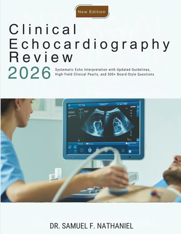 Clinical Echocardiography Review 2026: Systematic Echo Interpretation with Updated Guidelines, High-Yield Clinical Pearls, and 500+ Board-Style Questions