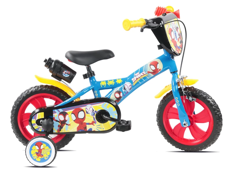 Disney Spidey and His Amazing Friends 12" Kids Bike, Steel Frame, EVA Tyres, Caliper Brake, Training Wheels For Boys and Girls Ages 3 to 5 Years approx