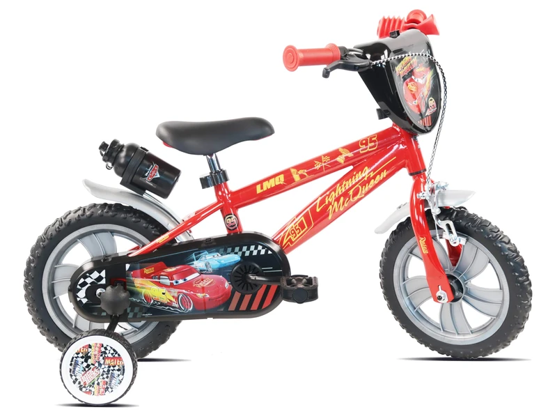 Disney Cars Lightning McQueen 12" Kids Bike, Steel Frame, EVA Tyres, Caliper Brakes, Training Wheels, for Boys and Girls Ages 3-5