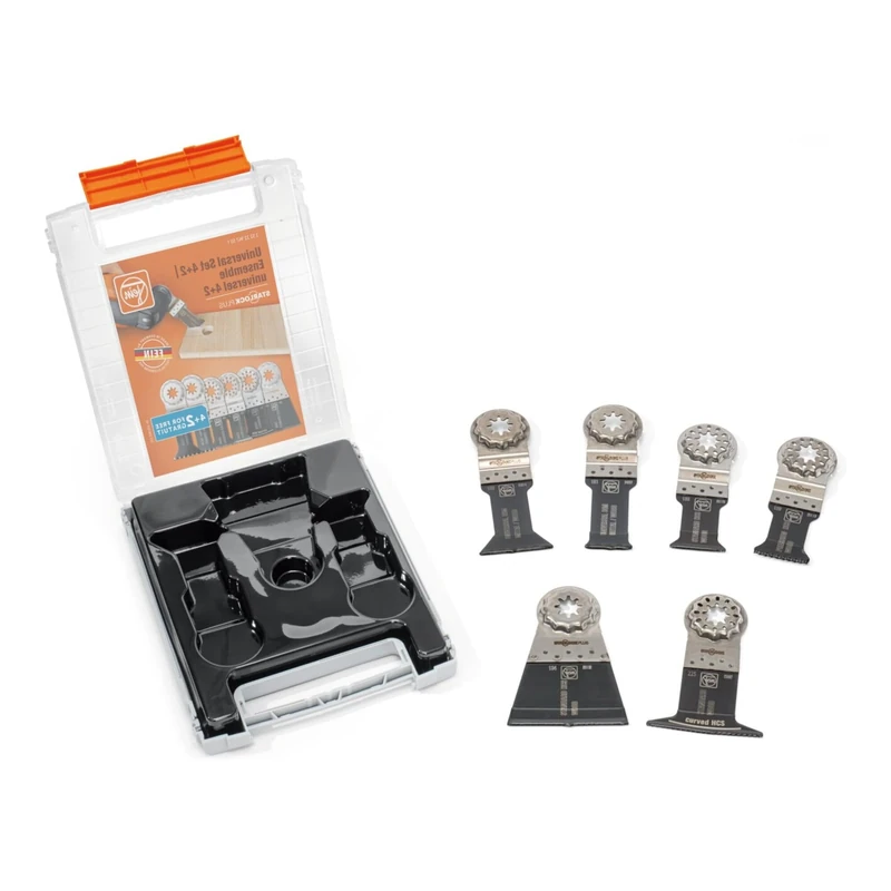 FEIN 4 + 2 Universal Starlock Set, Maximum Versatility, Precise Cuts in Different Materials and Attractive Price Advantage Compared to Single Purchase. Starlock Plus Fitting