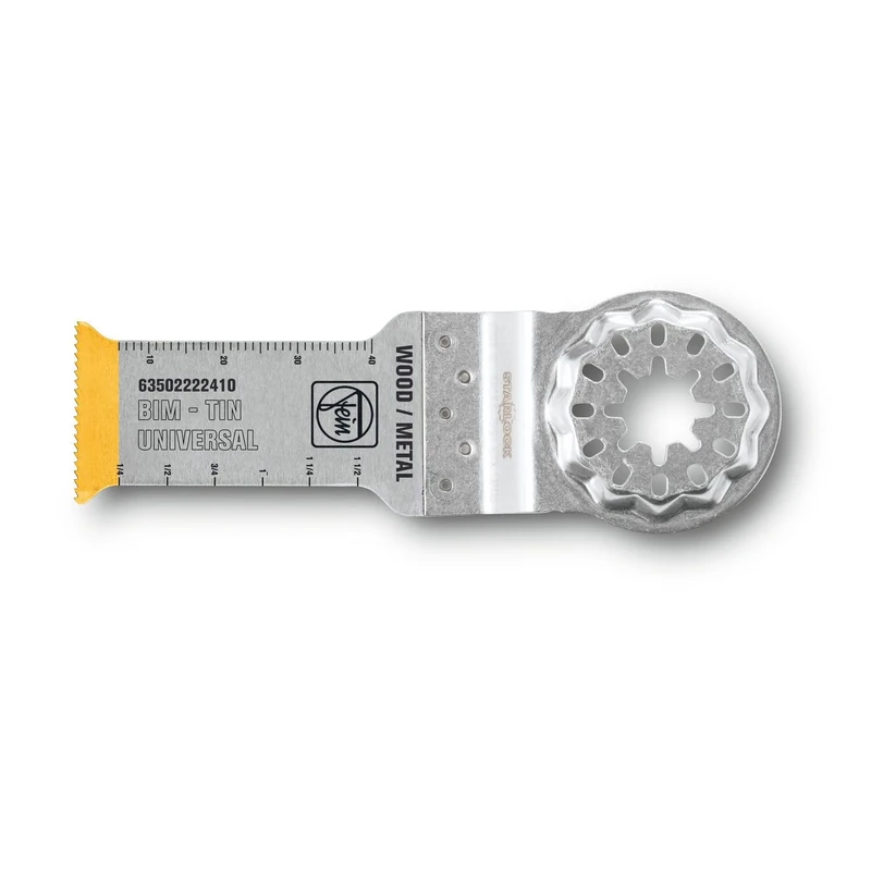 FEIN LongLife Long Life E-Cut Bi-Metal Blade - Deep Cut, Pack of 5, Width 28 mm, Length 55 mm, Starlock Attachment, Titanium Coated Bi-Metal Blade - Image 1
