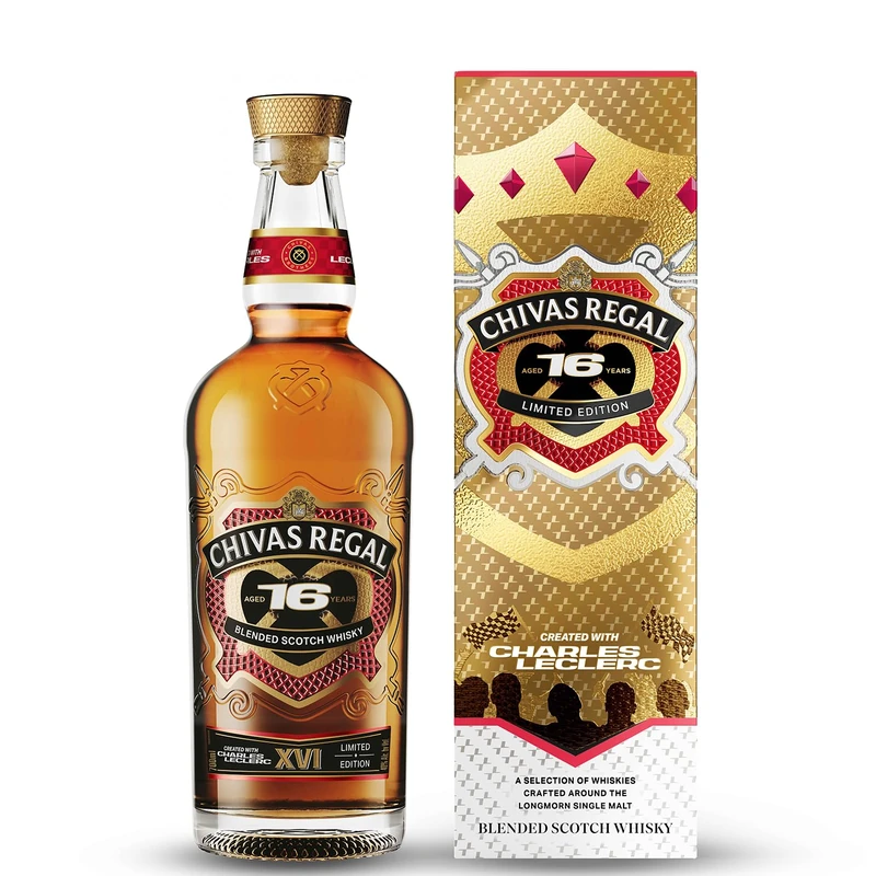 Chivas Regal 16 Years Old Charles Leclerc Limited Edition | Blended with 16 Scotch Whiskies | 40% | 70cl | Finished in Sherry Cask-matured Longmorn Single Malt | Rich, Velvety, Spiced