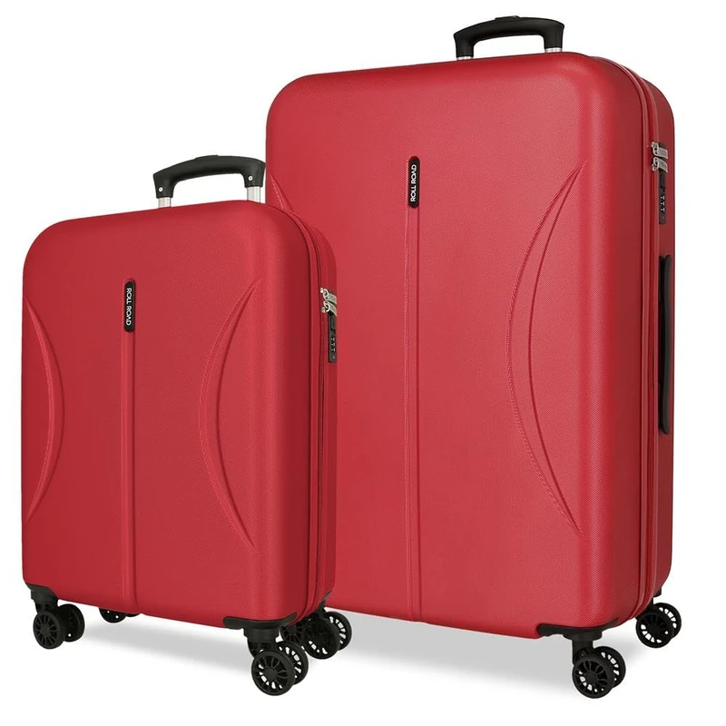 Roll Road Formentera Burgundy Luggage Set 55/65 cm Rigid Polypropylene Integrated Combination Closure 91L 6.05kg 4 Double Wheels Hand Luggage