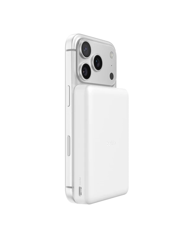 Belkin BoostCharge Magnetic Power Bank 10000mAh, Qi2 Certified, Slim Portable Charger with 2 USB C Ports and USB C Cable, 7.5W Lightweight Charging Battery Pack for iPhone, Galaxy, Pixel, More - White