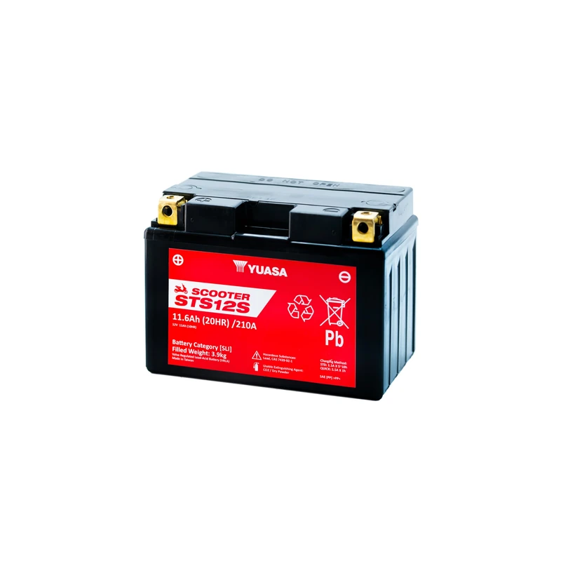 Yuasa STS12S 12V 210 CCA Lead Acid Battery Maintenance Free AGM VRLA for Scooters