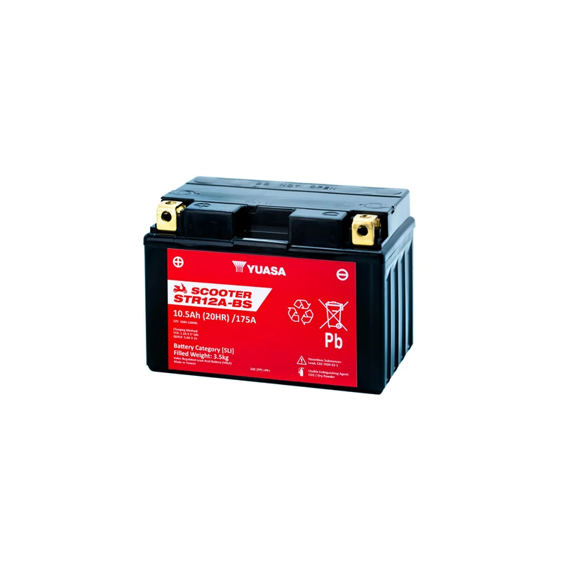 Yuasa STR12A-BS 12V 175 CCA Lead Acid Battery Maintenance Free AGM VRLA for Scooters - Image 1