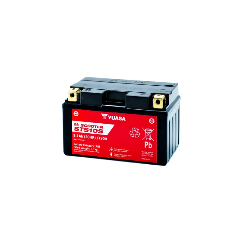 Yuasa STS10S 12V 190 CCA Lead Acid Battery Maintenance Free AGM VRLA for Scooters - Image 1