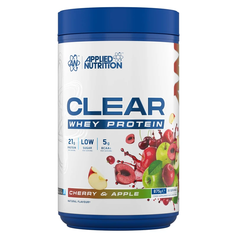 Applied Nutrition Clear Whey Isolate - Whey Protein Isolate, Refreshing High Protein Powder, Fruit Juice Style Flavours (Cherry & Apple) (875g - 35 Servings)