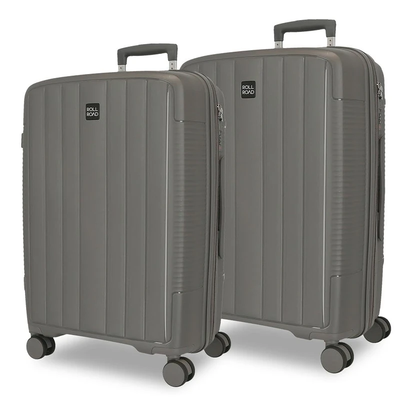 ROLL ROAD Acadia Luggage Set Anthracite 65/75 cm Rigid Polypropylene Integrated Combination Lock 172L 7.6 kg 4 Double Wheels Extendable
