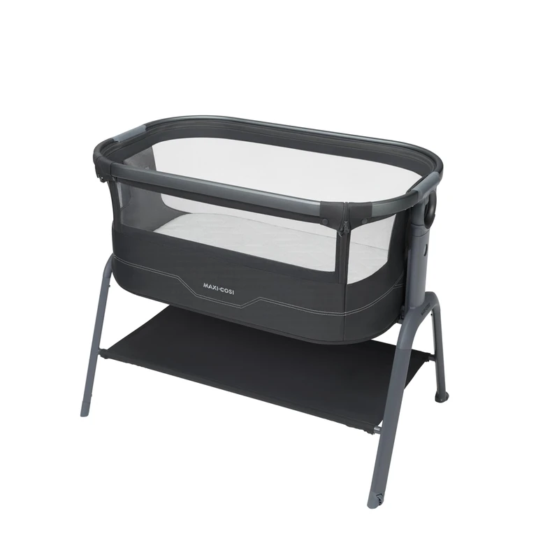 Maxi Cosi Iora² Co-Sleeping Bassinet, 0–6 Months (9 kg), Foldable & Lightweight Baby Bedside Crib, 5 cm CloudCore mattress, 5 Height Levels, 2 Smooth Gliding Wheels, Easy Slide, Elegance Graphite