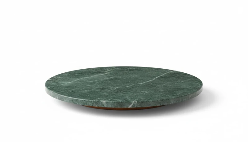 apollo THE HOUSEWARES BRAND Green Marble Round Lazy Susan, Acacia Wooden Base, Large Rotating Turntable, Food Platter, Cool Surface for Dining & Serving, 40x40x3.5cm - Image 1