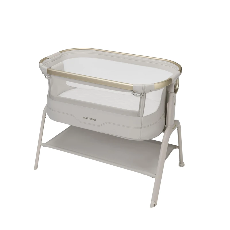 Maxi Cosi Iora² Co-Sleeping Bassinet, 0–6 Months (9 kg), Foldable & Lightweight Baby Bedside Crib, 5 cm CloudCore mattress, 5 Height Levels, 2 Smooth Gliding Wheels, Easy Slide, Elegance Beige