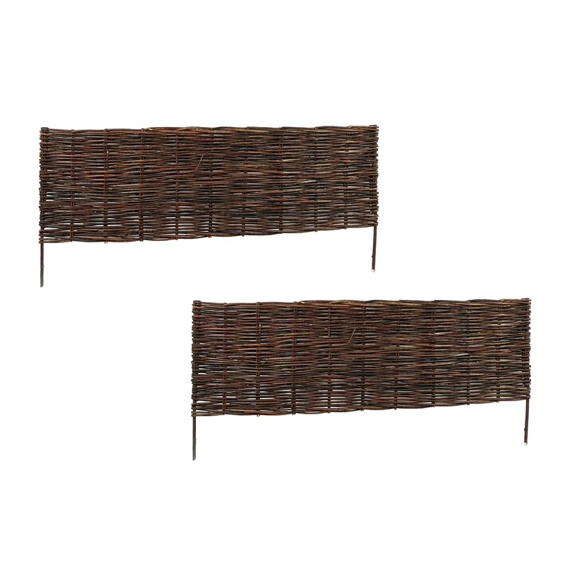 Relaxdays Willow Edging Wicker Plug-in Flowerbeds Lawns Low Bed Border 100x30 cm Brown