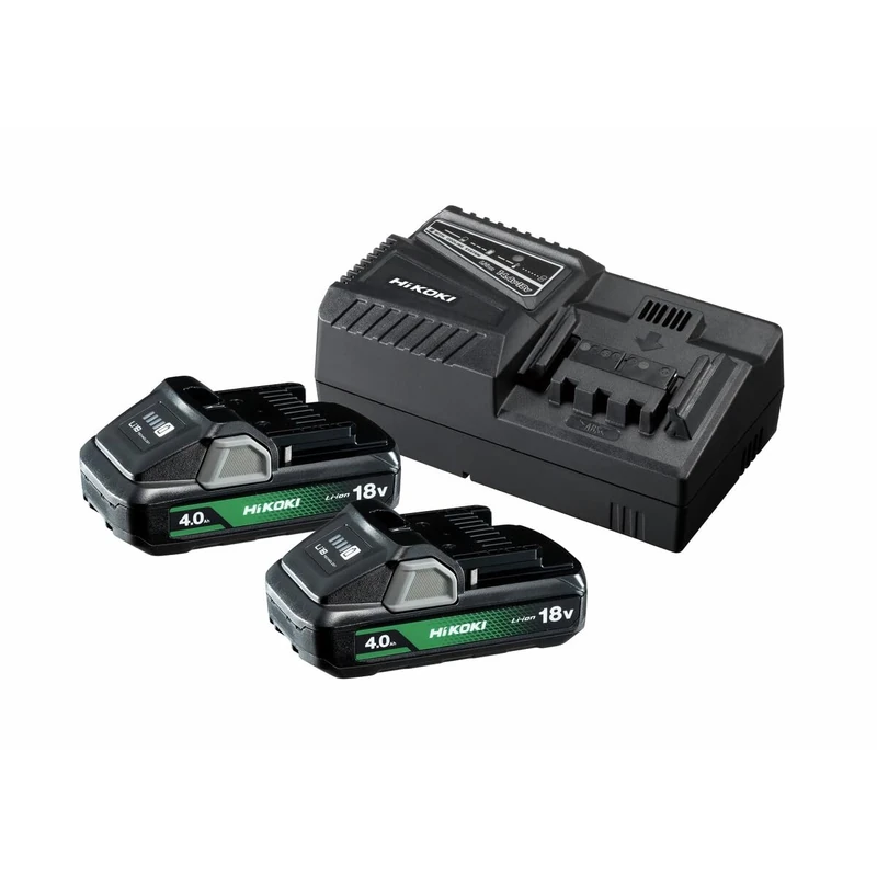 HiKOKI UC18YFSLJEZ 18v Starter Pack Inc UC18YFSL Battery Charger & 2x 18v 4.0Ah Slimline Batts