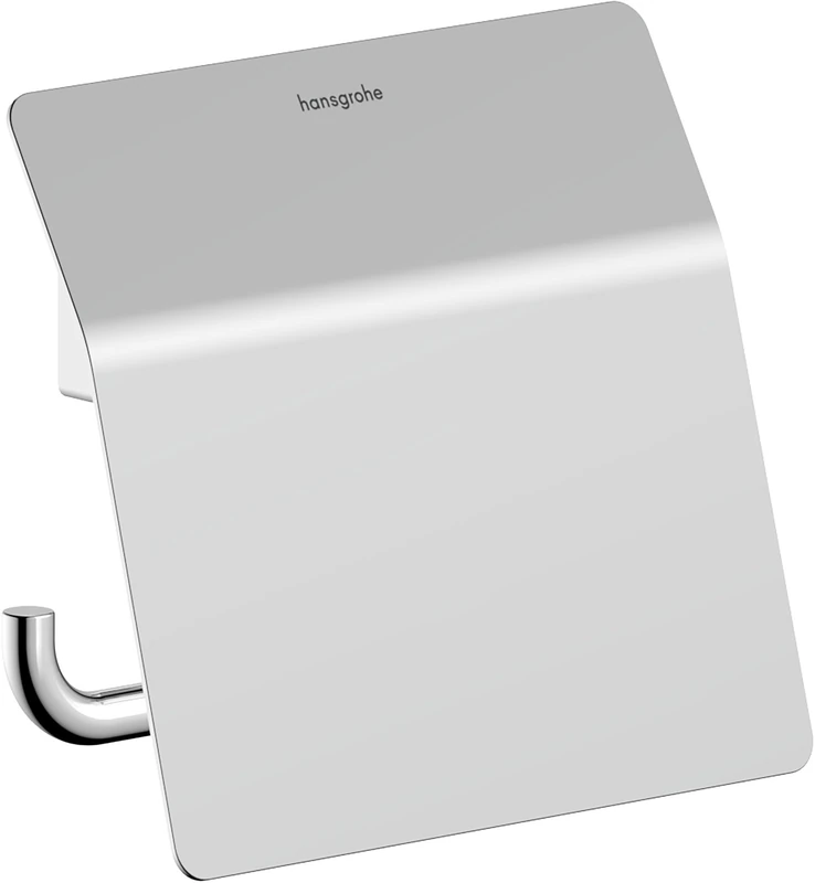 hansgrohe AddStoris S - toilet paper holder with cover, toilet roll holder for wall mounting, concealed fastening, bathroom accessories, chrome, 41783000