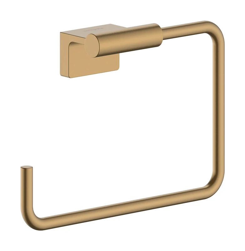hansgrohe AddStoris S - towel holder, towel ring for wall mounting, concealed fastening, bathroom accessories, brushed bronze, 41784140