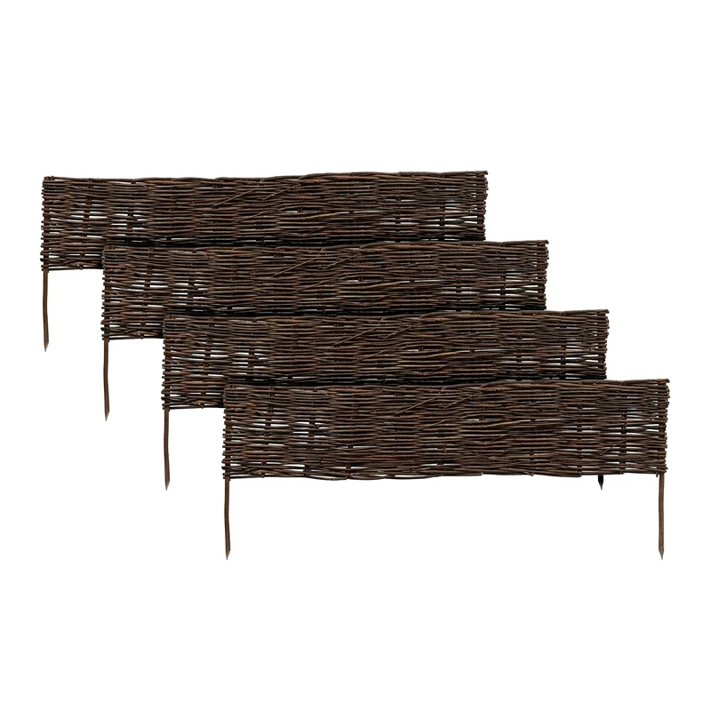 Relaxdays Willow Edging Wicker Plug-in Flowerbeds Lawns Low Border 100x20cm Brown - Image 1