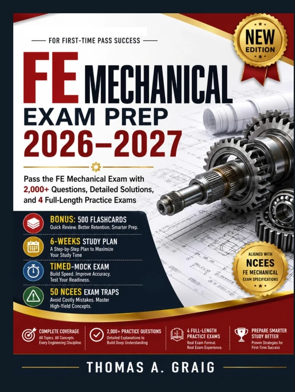 FE Mechanical Exam Prep 2026–2027: Pass the FE Mechanical Exam with 2,000+ Questions, Detailed Solutions, and 4 Full-Length Practice Exams