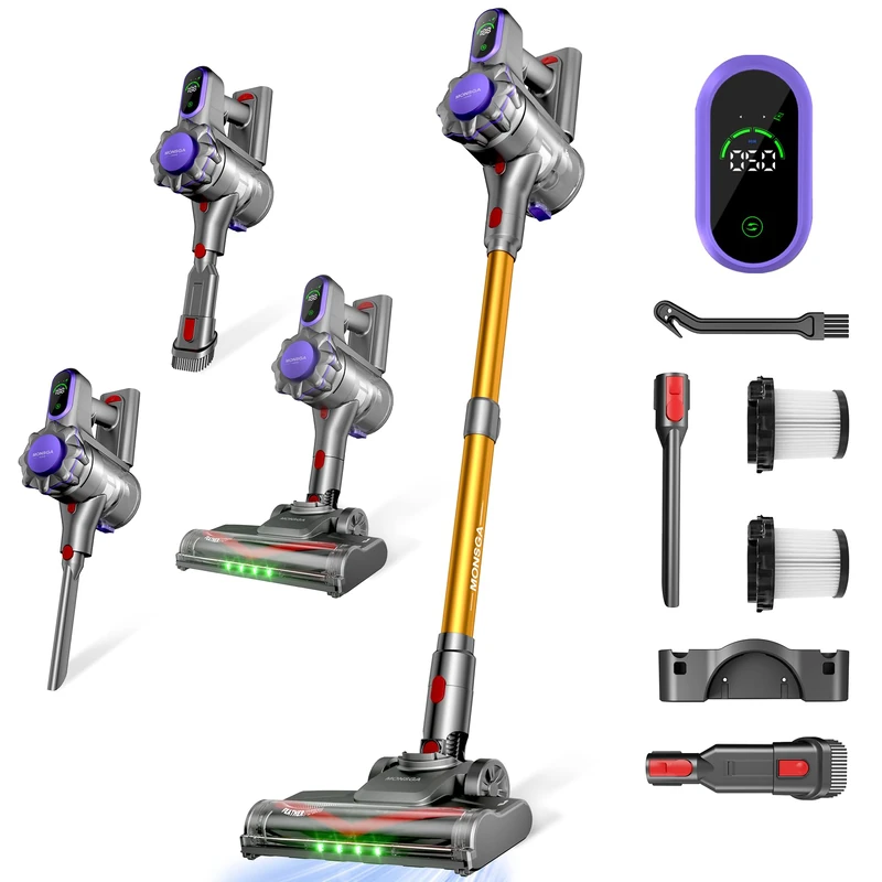 MONSGA Cordless Vacuum Cleaner, 45KPa/550W/50Mins Lightweight Stick Vacuum