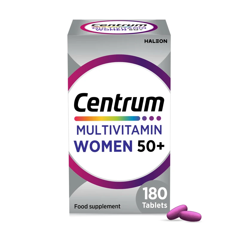 Centrum Women 50+ Tablets Multivitamin & Mineral Supplements, 23 Essential nutrients Including Vitamin D, C, and Iron, 180 Tablets