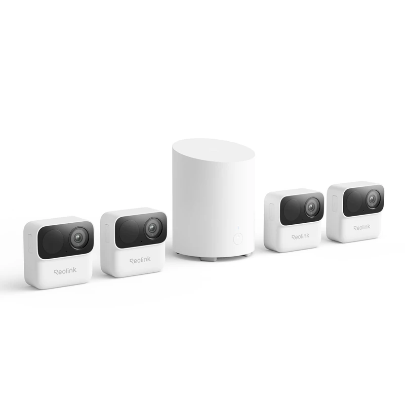 Reolink Complete Home Security Bundle: 1x Home Hub Mini + 4x Magnetic Wireless Cameras | Local Storage, AI Detection, Dual-Band Wi-Fi, No Subscription Needed