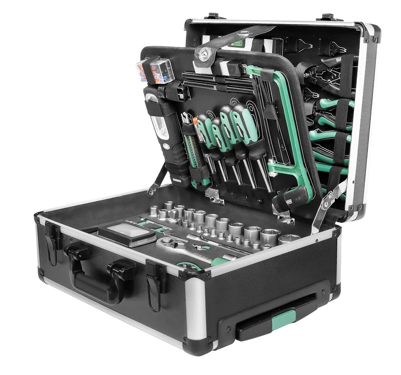 Brüder Mannesmann M29073 Tool Trolley 189-Piece Mobile Tool Box with Socket Spanner Set, Pliers, Hammer, Screwdrivers, Combination Spanner and Bits - Image 1