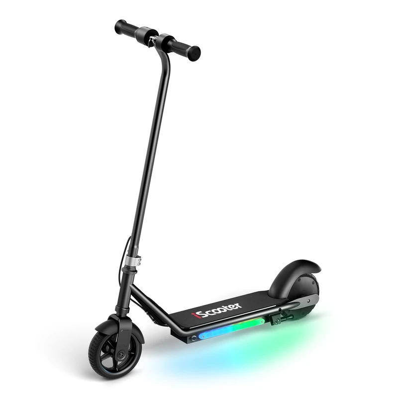 iScooter iK1S Kids Electric Scooter with Height Adjustable,5.5" Electric Scooters for Kids Ages 6-10,15KM/H, 7KM,Colorful LED Lights,Magnetic Charging Port,Lightweight E-Scooter for Boys Girls (Red)