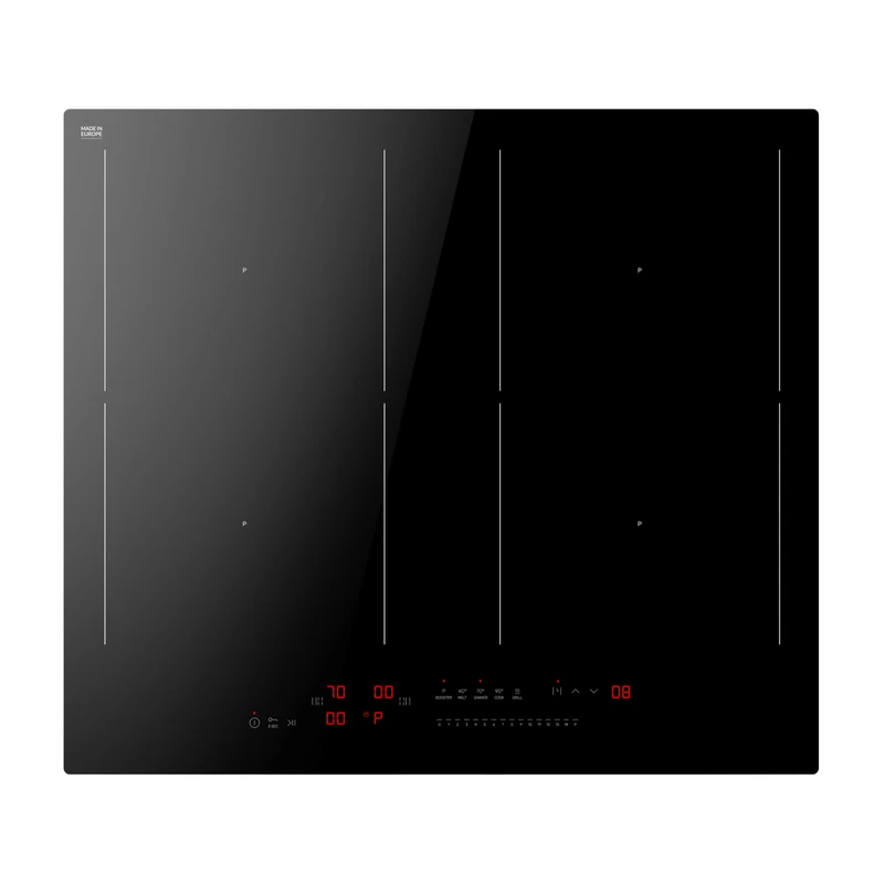 Amica AKIA 7790 Autonomous Induction Hob 59.2 x 52.2 cm 4 Cooking Zones 14 Power Levels Booster Function 2 Bridge Zones SensorTouch Child Lock Residual Heat Indicator AKIA 7790 Induction Hob Black