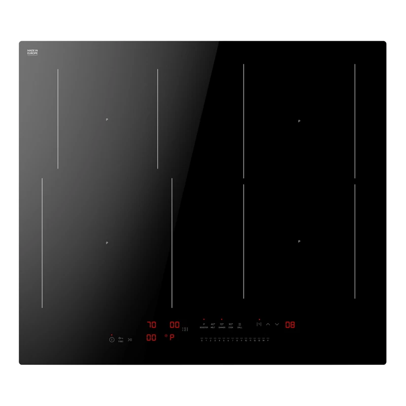 Amica AKIA 7780 Self-contained Induction Hob 59.2 x 52.2 cm 4 Cooking Zones 14 Power Levels Booster Function Bridge Zone SensorTouch Child Lock Residual Heat Indicator AKIA 7780 Induction Hob Black