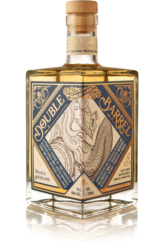Douglas Laing Double Barrel Islay & Highland Whisky – Blended Malt Scotch Whisky, Smoky & Sweet Balance, 46% ABV, Premium Small Batch (70cl)