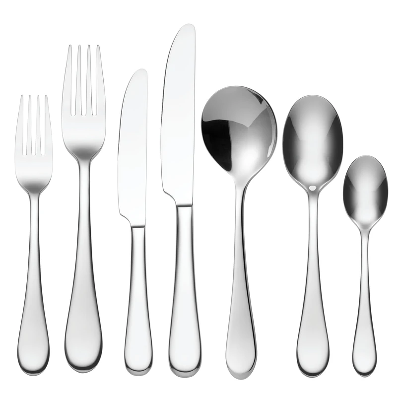 Oneida Icarus 42 Piece Cutlery Set: Complete Serving Set for 6 People, 7 Types of Cutlery, 18/0 Nickel Free Steel, Long Lasting Shine, Dishwasher Safe, Rounded Design - Image 1