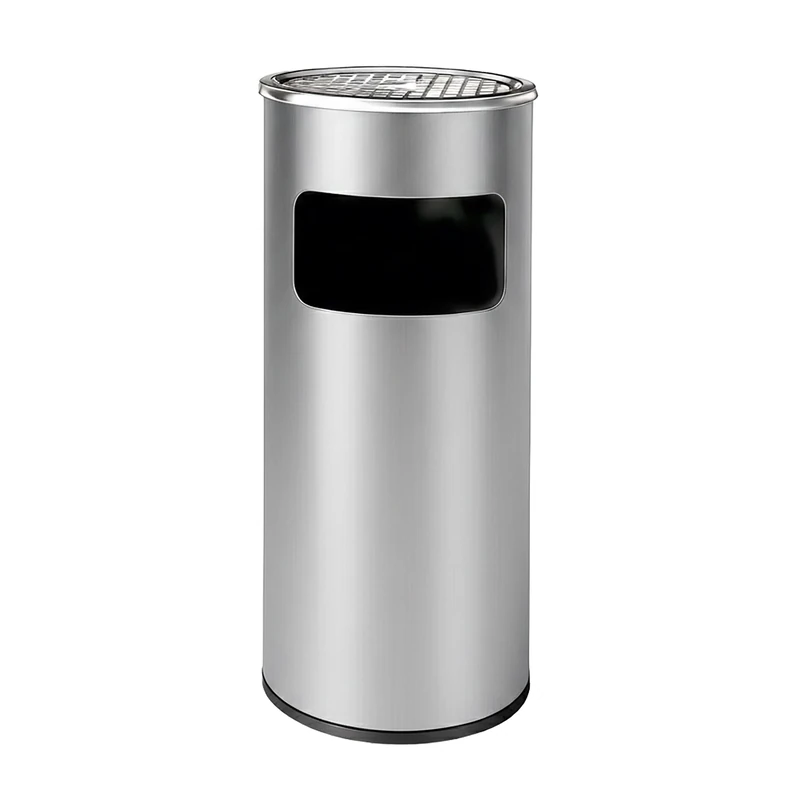 Relaxdays Freestanding Stainless Steel Ashtray & Bin, 30L, Removable Liner, Silver, 60.5x23.5x23.5 cm - Image 1