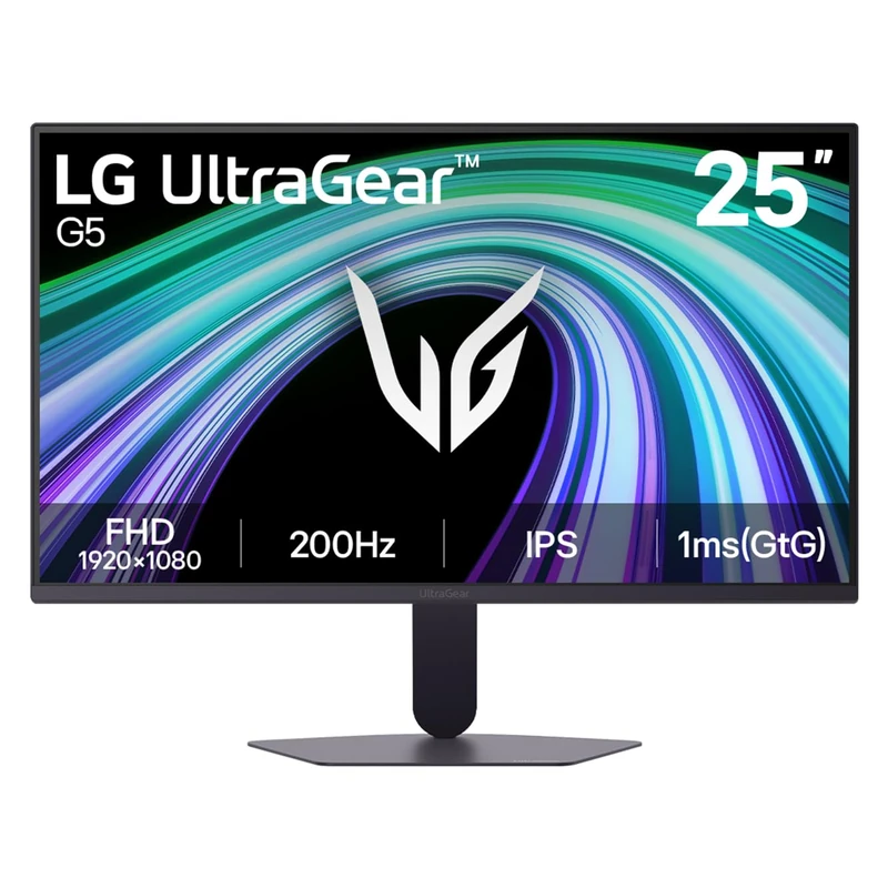 LG UltraGear™ G5 25G523B-B 25 inch FHD 200Hz IPS Gaming Monitor | sRGB 99%, HDR10, 1ms GtG, G‑SYNC Compatible, FreeSync Premium, Tilt Adjustable Stand, HDMI & DisplayPort - Image 1