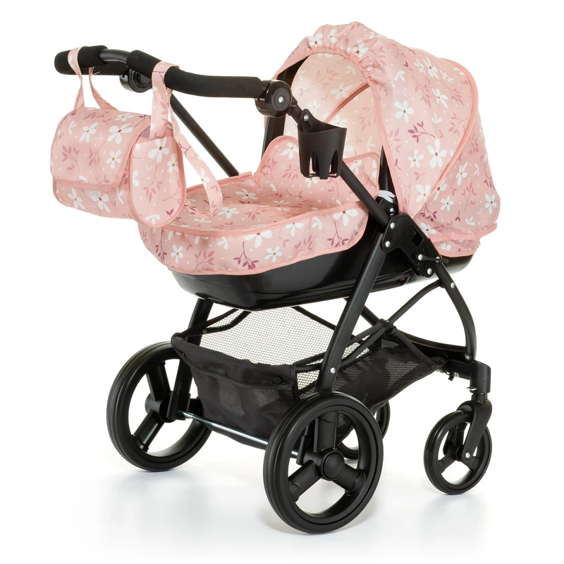 MOLTO – 2 in 1 Bella Doll Stroller with Detachable Carrycot and Adjustable Handlebar, Toy Trolley with Hood, Changing Bag and Basket, for Dolls up to 53 cm, +3 Years - Image 1