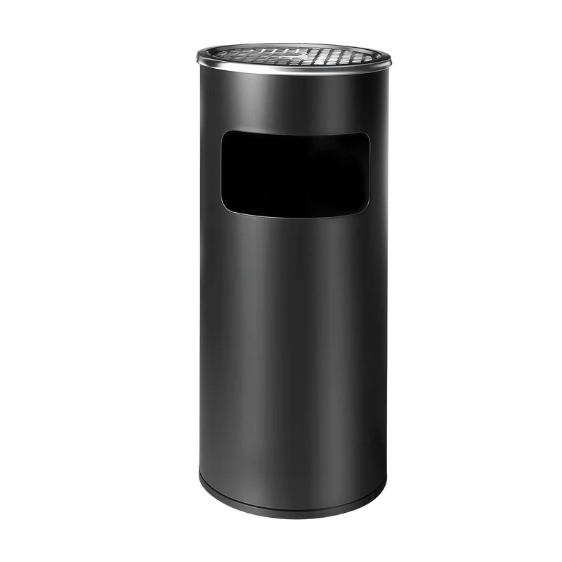 Relaxdays Freestanding Metal Ashtray with Removable Bin, 30L Smokers' Column, 60.5 x 23.5 cm, Black - Image 1