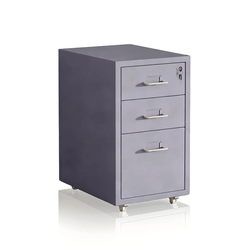 Relaxdays rolling filing cabinet with 3 drawers, lockable, metal, grey, 45.5 x 28 x 41 cm - Image 1