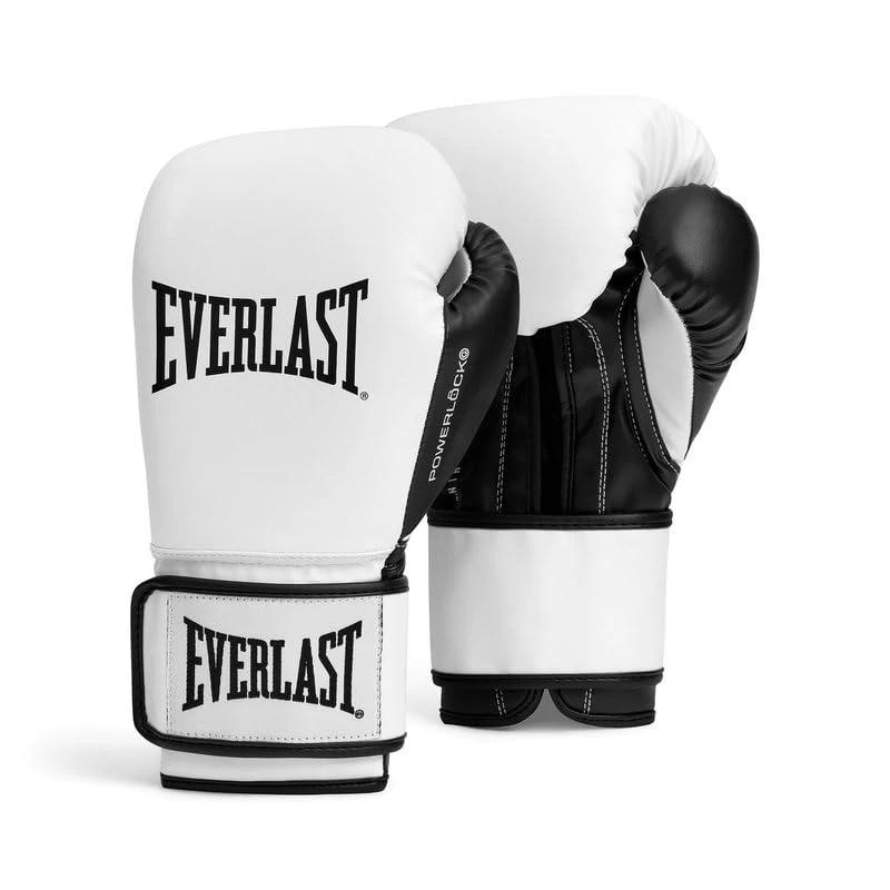 Everlast Powerlock OG 10oz Boxing Gloves, White/Black Boxing Gloves for Bags, Mitt Work & Sparring, Hook & Loop System, Advanced Foam Technology, Ergonomic Grip - Authentic Everlast Gear