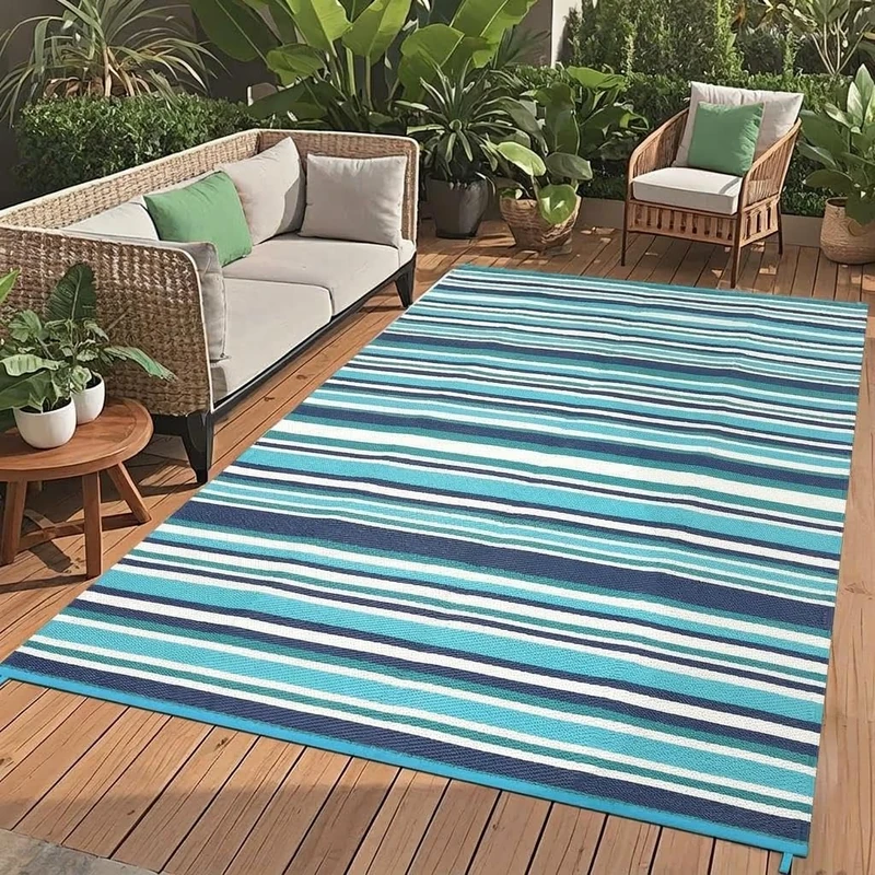 Garvee Reversible Outdoor Rug - Modern Geometric Design, Waterproof & Stain Resistant, UV Resistant, Ideal for Garden, Camping, Patio, Motorhome, Beach & Pool - 244 x 305 cm
