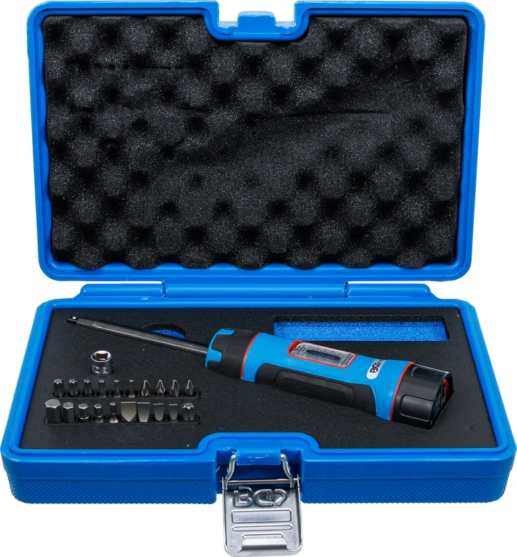 BGS 7122 Torque Wrench Set with Bit Set External Square Drive 6.3 mm (1/4 Inch) 1-8 Nm 22-Piece