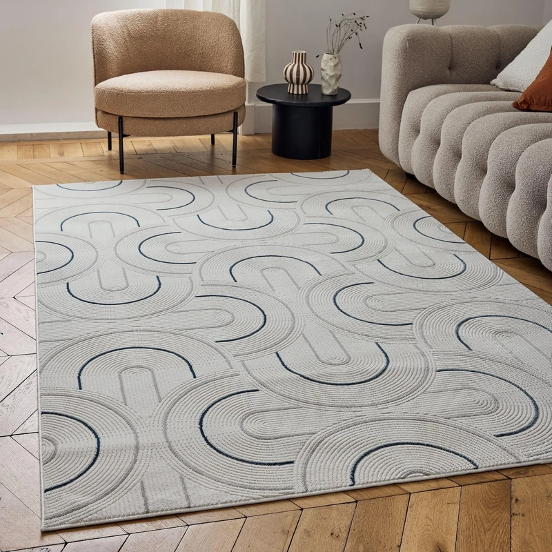 THE RUGS Carmel Modern Area Rug - Stain-Resistant, Non-Shedding, Durable Rugs for Living Room and Bedroom [ Wave Blue, 240x340 cm ]