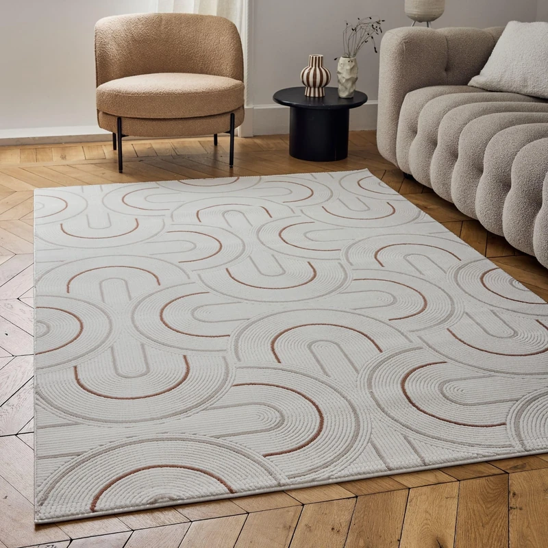 THE RUGS Carmel Modern Area Rug - Stain-Resistant, Non-Shedding, Durable Rugs for Living Room and Bedroom [ Wave Terra, 240x340 cm ]