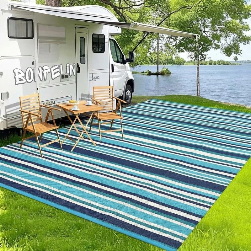 Garvee Reversible Outdoor Rug - Modern Geometric Design, Waterproof & Easy Care, UV-Resistant, Perfect for Garden, Patio, Camping, Balcony - 274 x 549 cm