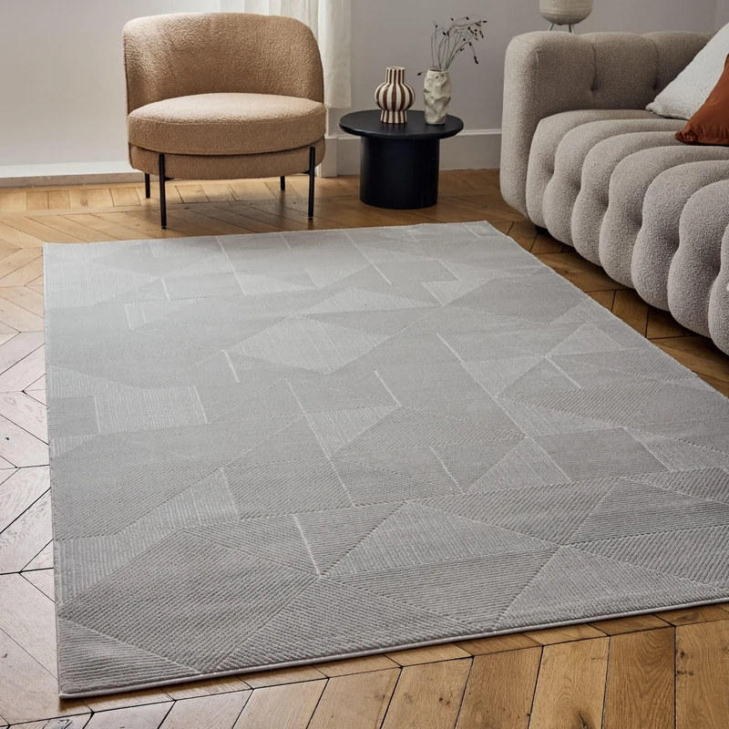 THE RUGS Carmel Modern Area Rug - Stain-Resistant, Non-Shedding, Durable Rugs for Living Room and Bedroom [ Abstract Grey, 240x340 cm ]