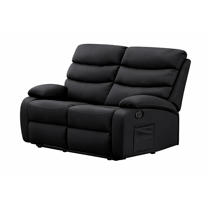 Kidsaw 2 Seater Sofa Manual Recliner in Black PU Material (Black) - Image 1