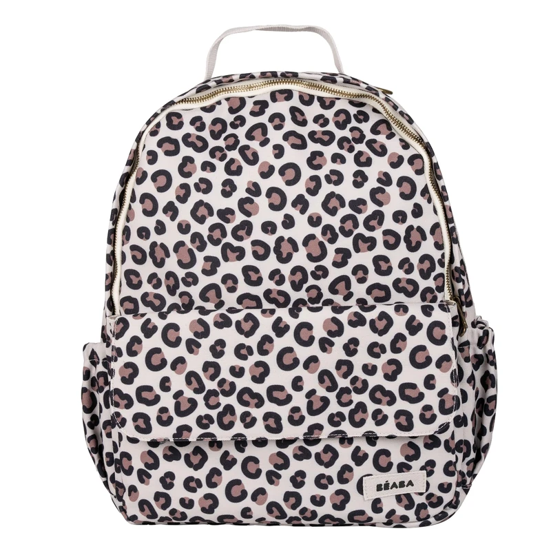 BÉABA, Tokyo 21L Changing Backpack, Baby Changing Bag for Mum & Dad, Hands-Free Design, 9 Pockets, Insulated Pocket, Pushchair Attachment, Padded Changing Mat, Water-Repellent Fabric, Leopard Clay - Image 1