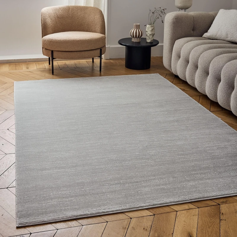 THE RUGS Carmel Modern Area Rug - Stain-Resistant, Non-Shedding, Durable Rugs for Living Room and Bedroom [ Linear Grey, 240x340 cm ]
