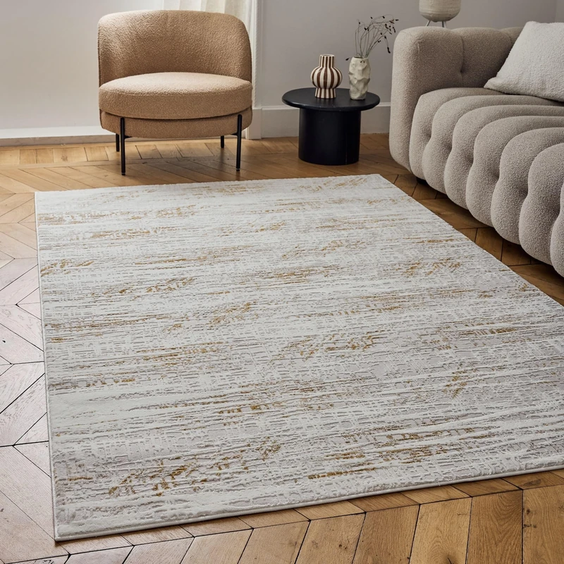 THE RUGS Carmel Modern Area Rug - Stain-Resistant, Non-Shedding, Durable Rugs for Living Room and Bedroom [ Marble Effect Gold, 240x340 cm ]